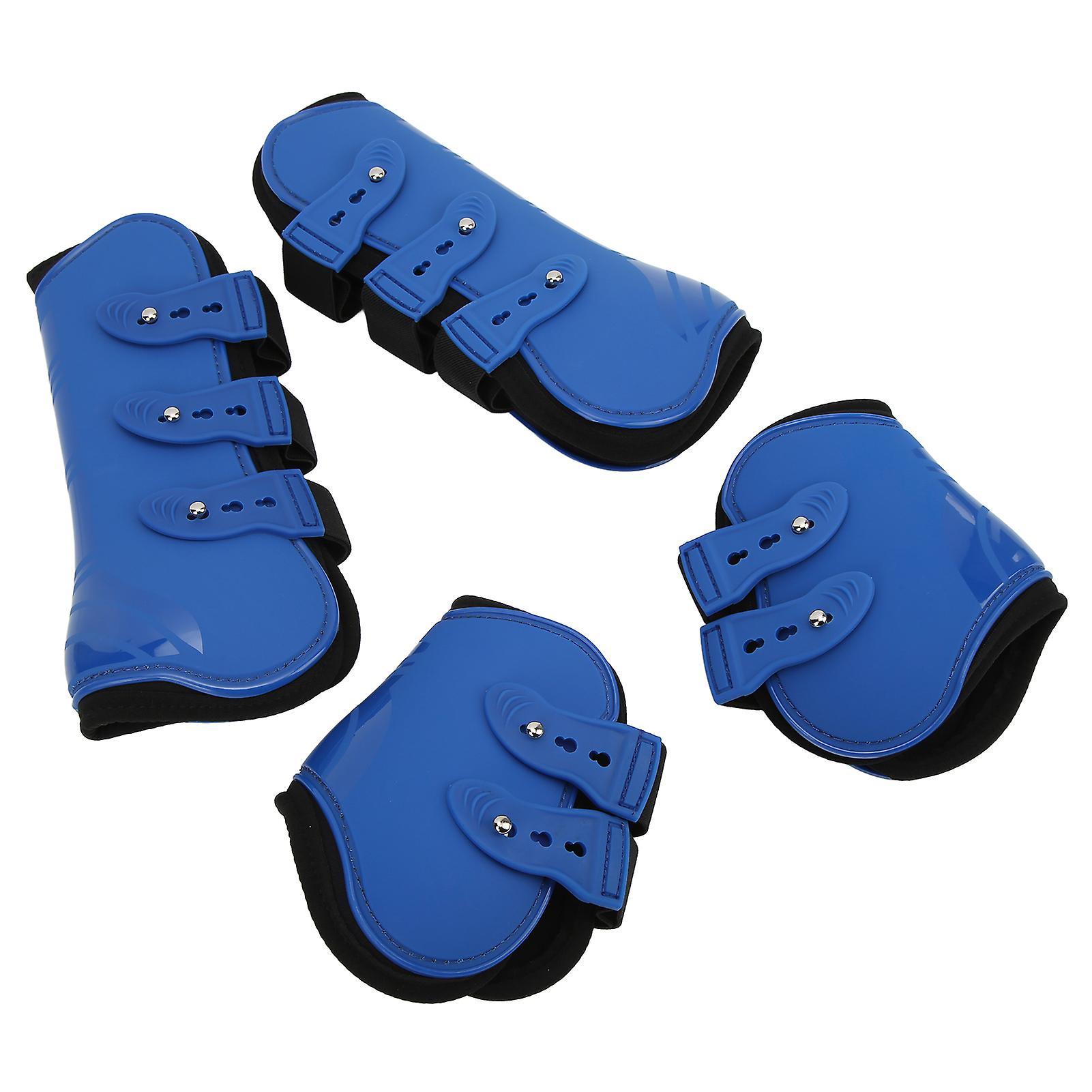 4pcs Horse Front Hind Boots Neoprene Impact Resistant Leg Boots Horse Tendon Boots For Jumping High Speed Sportsblue Front And Hind M