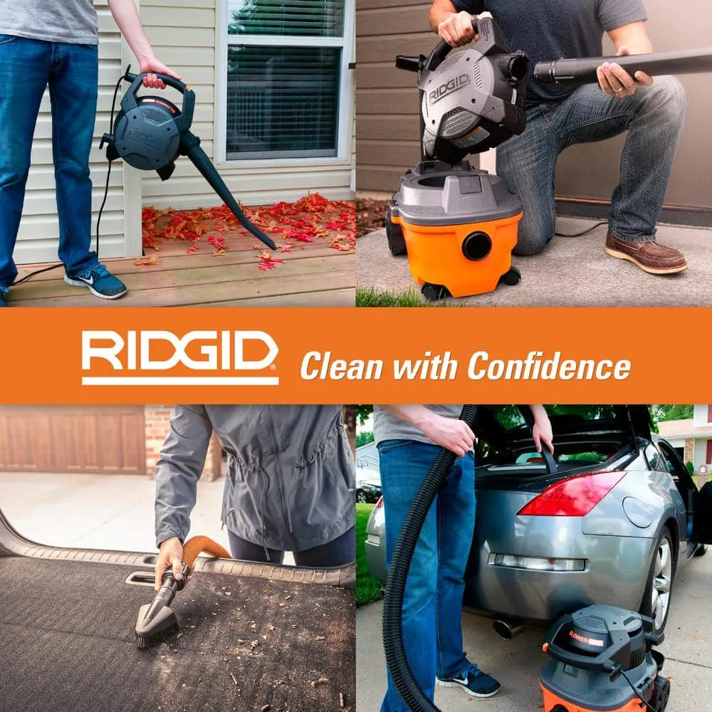 RIDGID 4 Gal. 6.0 Peak HP Wet/Dry Shop Vacuum with Detachable Blower, Fine Dust Filter, Hose, Accessories and Car Cleaning Kit WD4080A