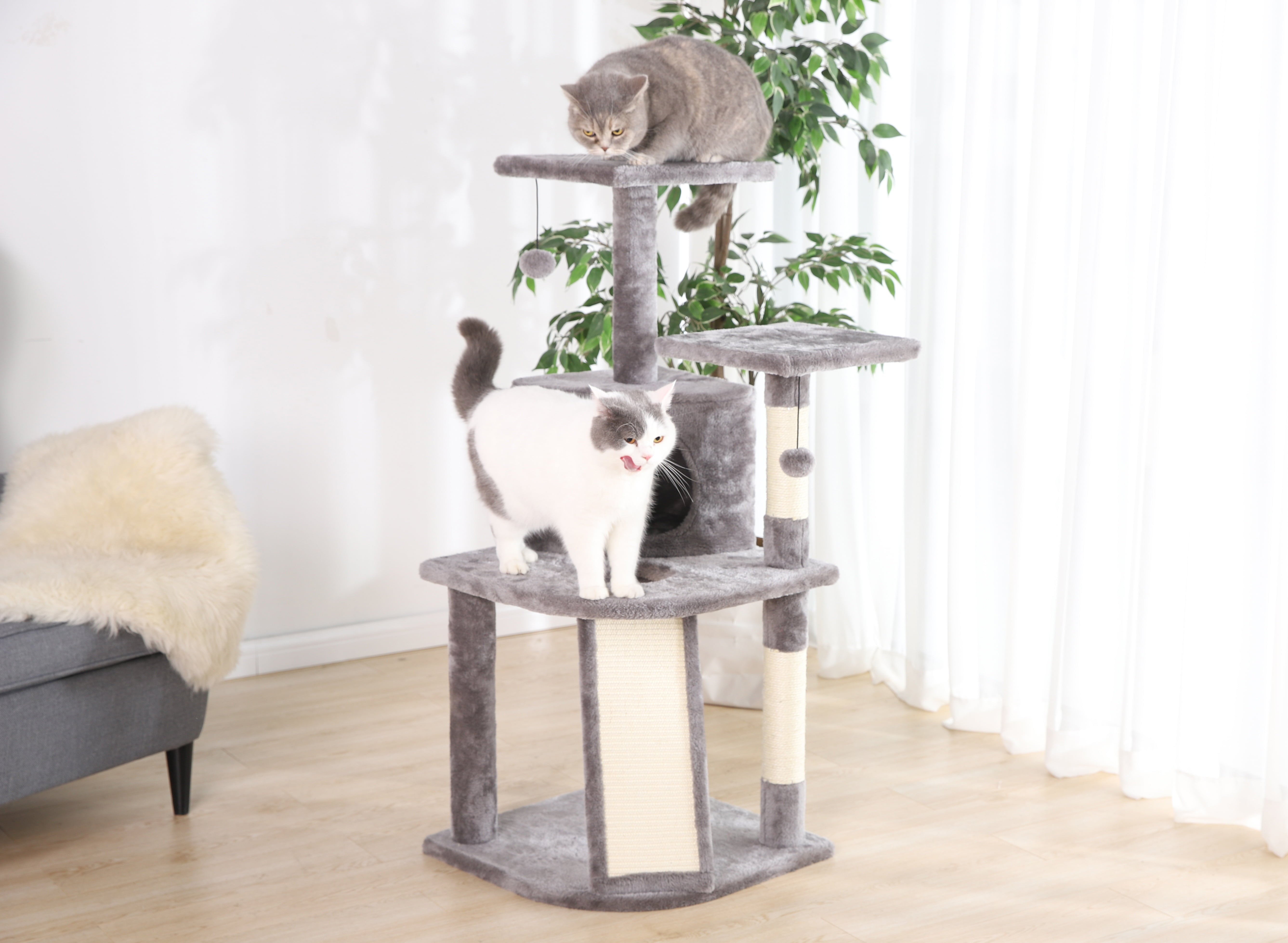 Vibrant Life 5- Level Multi-Functional Cat Tree and Condo， Gray， 45