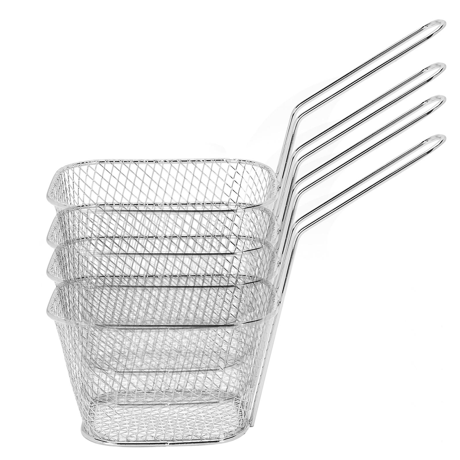 4Pcs Stainless Steel Frying Net Basket Cooking Strainer for French Fries Food Kitchen ToolSilver