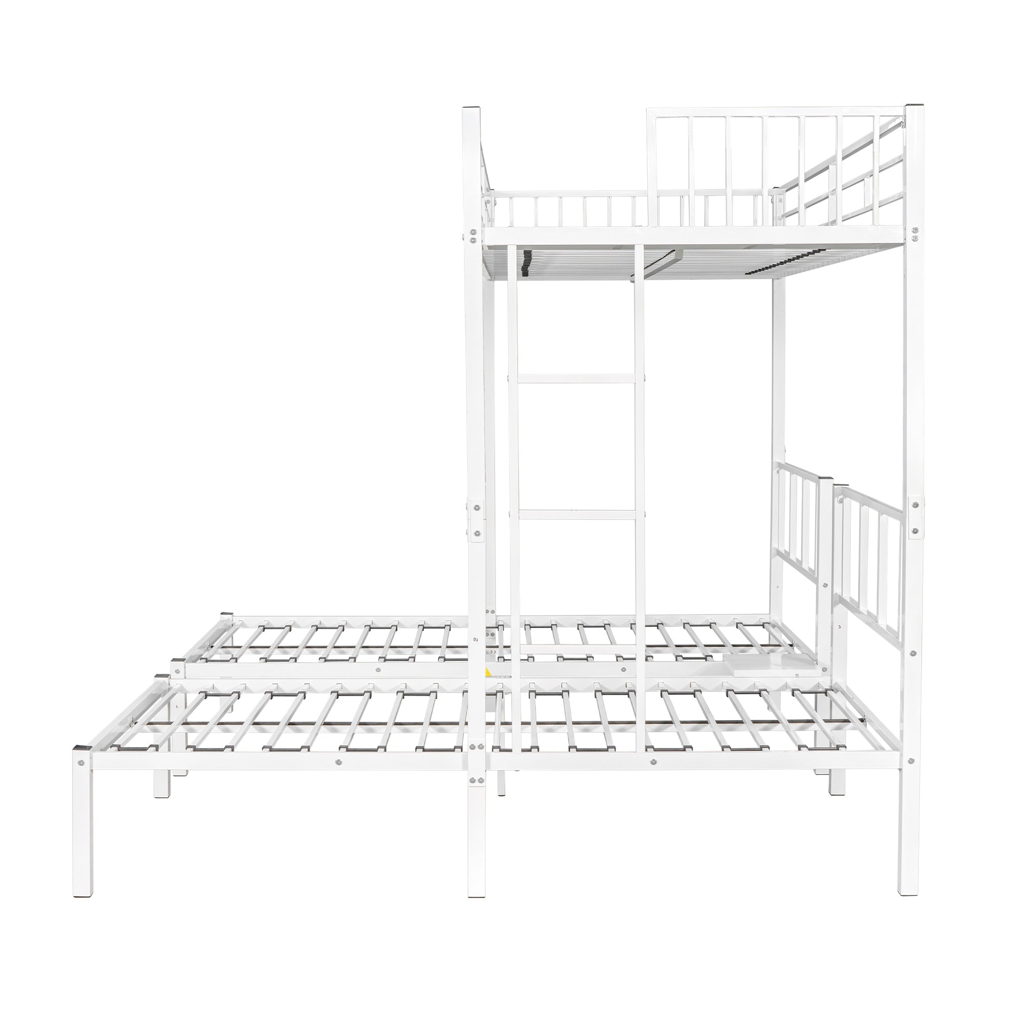 Bellemave Metal Triple Bunk Bed with Ladder, Twin over Twin over Twin Bunk Bed for Kids, Boys & Girls in Bedroom, Convert into 3 Twin Bed, White