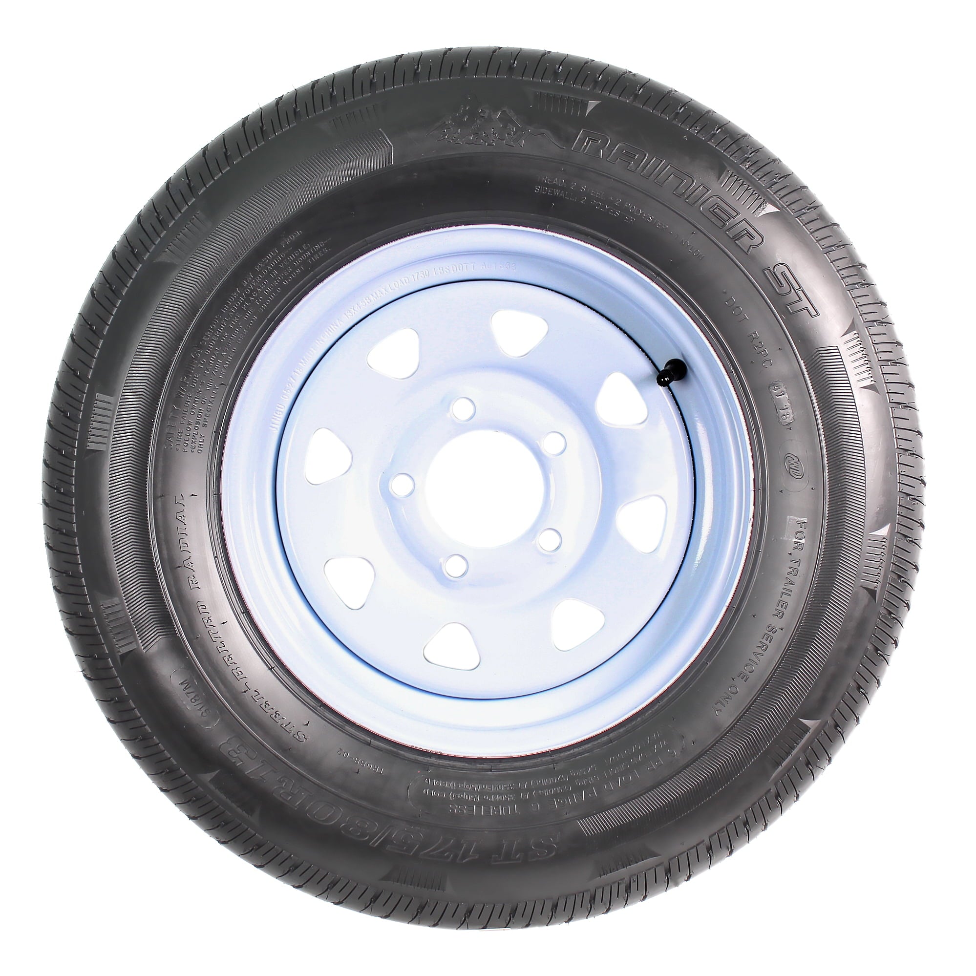 2-Pack Radial Trailer Tire On Rim ST175/80R13 13 in. LRC 5 Lug White Spoke Wheel