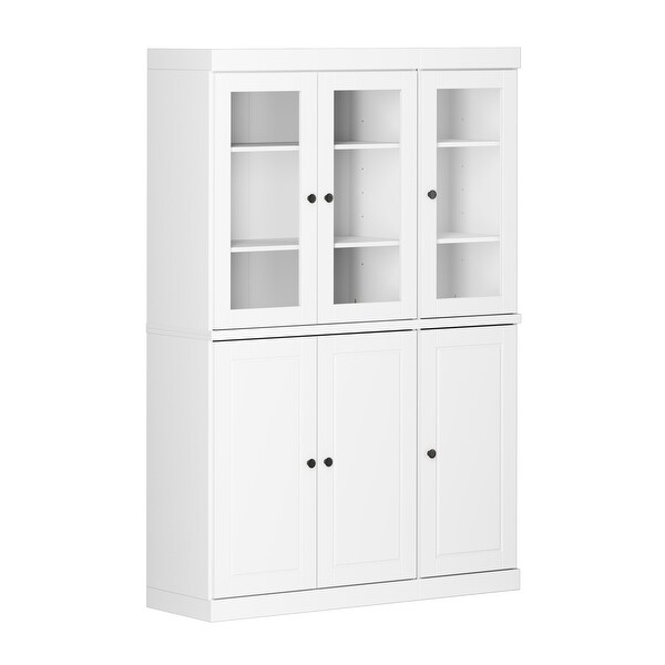 Palace Imports 100% Solid Wood Modular China with 2-Drawer Kit， Solid， and Glass Doors - 48.5