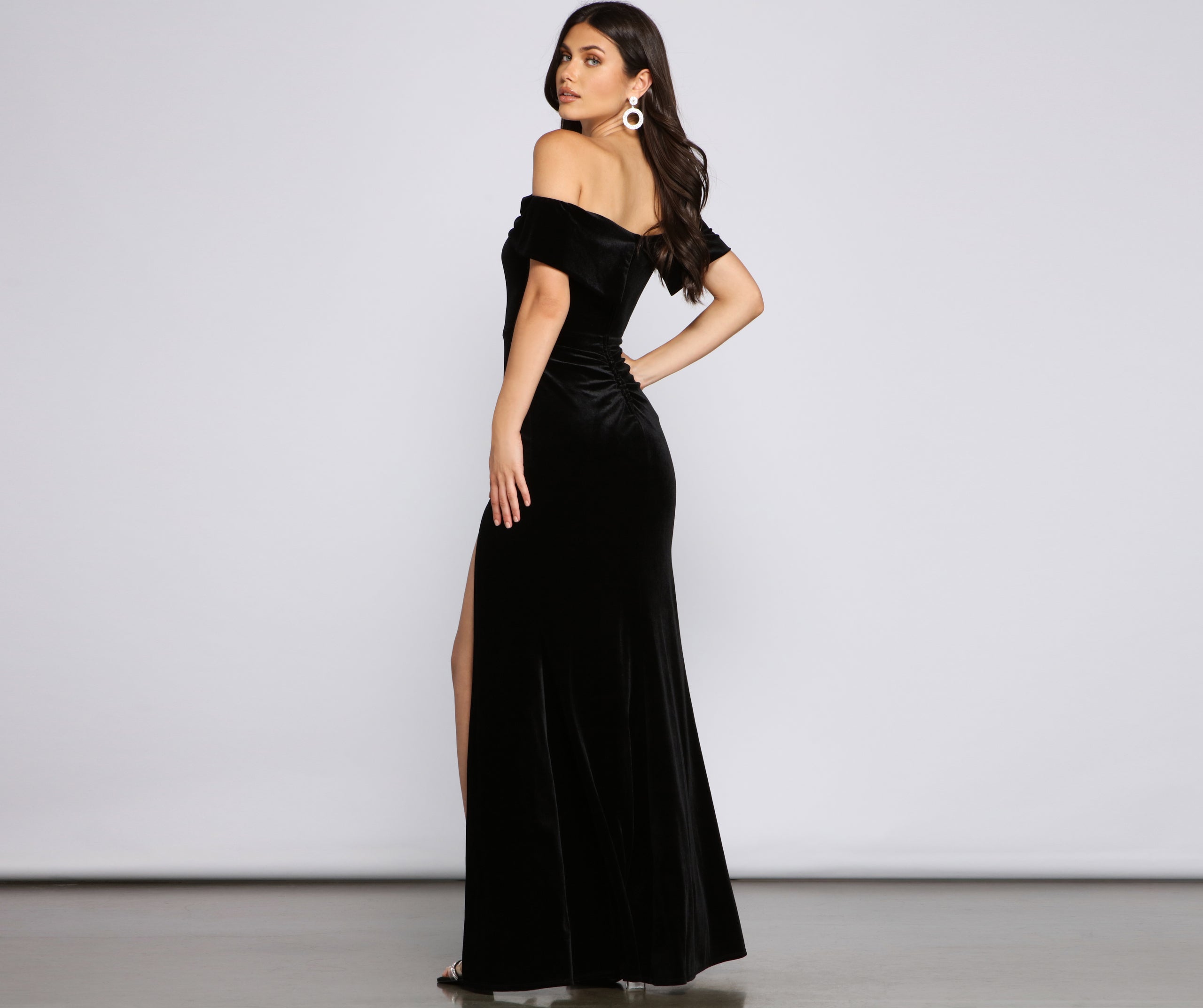 Olivia Formal Velvet Off-The-Shoulder Dress