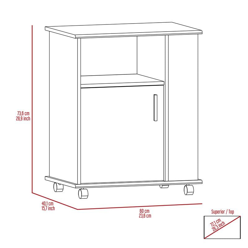 Home Square 2-Piece Set with Wall Cabinet and Kitchen Cart in White