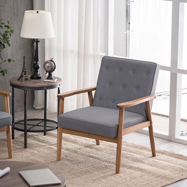 Home Aurora Mid-Century Modern Accent Chair Grey Fabric