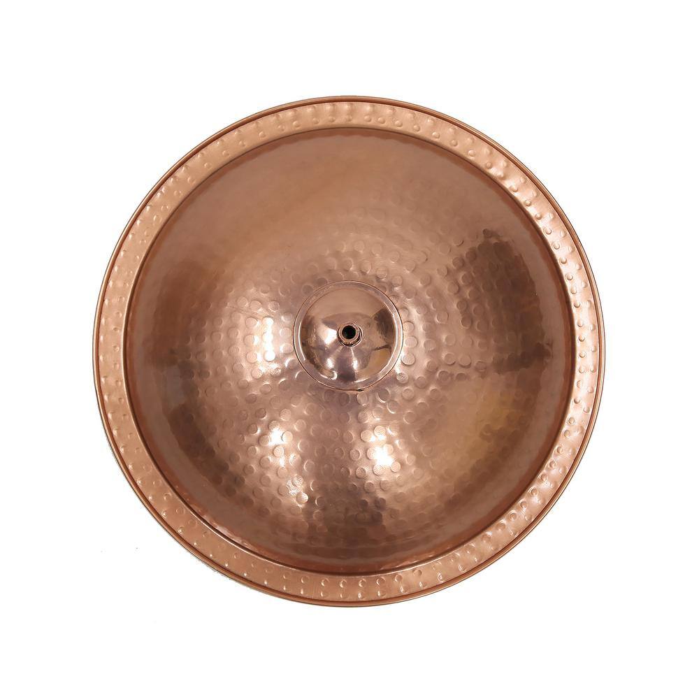 ACHLA DESIGNS 12.5 in. Dia Polished Copper Plated Hammered Copper Birdbath Bowl with Rim BBHC-01T