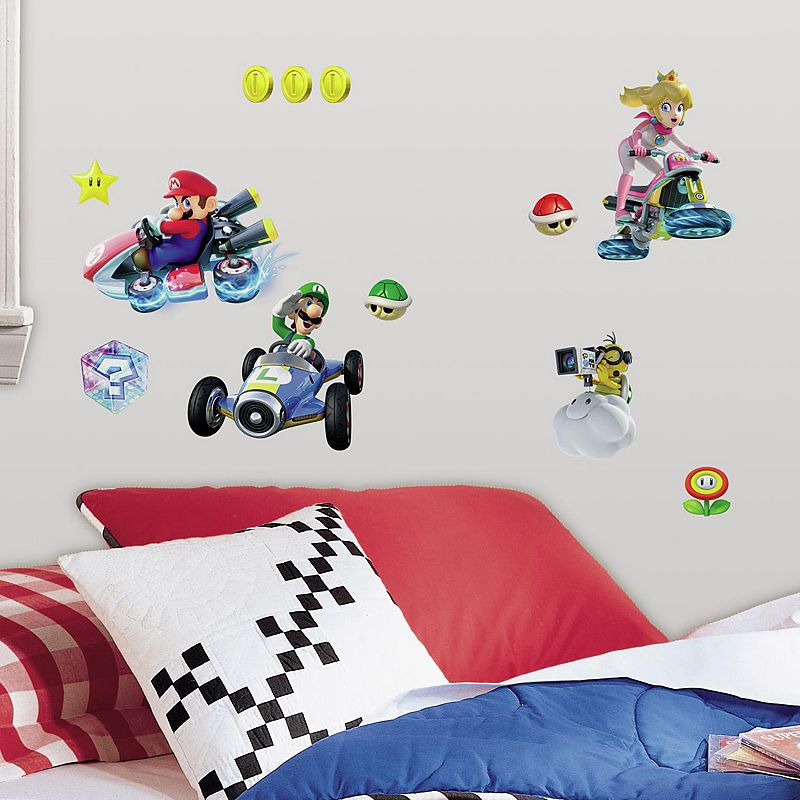 Mario Kart 8 44-piece Peel and Stick Wall Decal Set