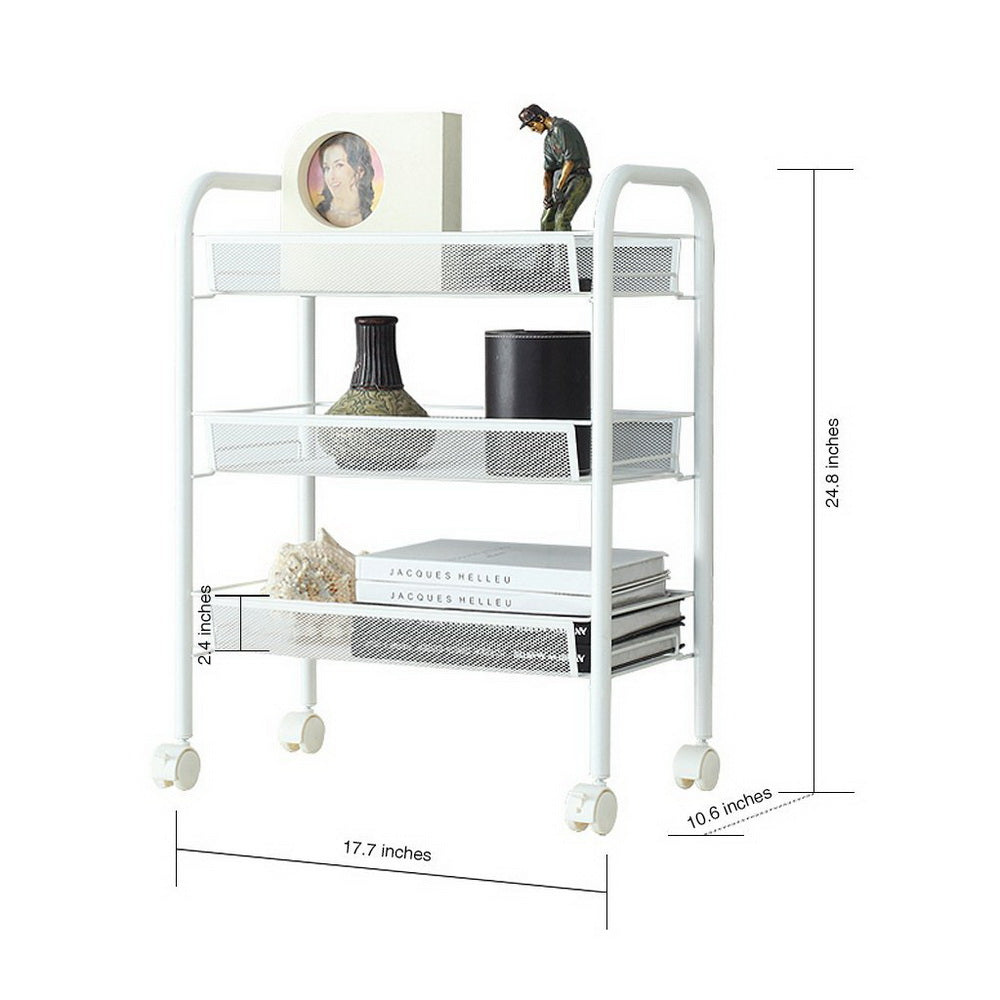 Tcbosik Movable 3 Layers Storage Cart with Hook Storage Rack Shelf Organizer For Kitchen Bathroom