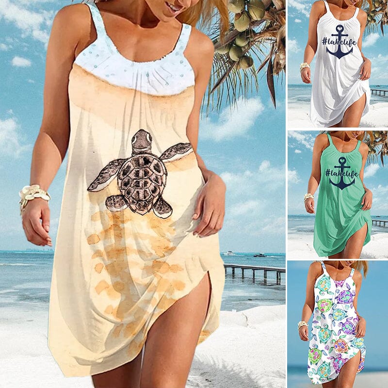 Beach Vacation Print Dress