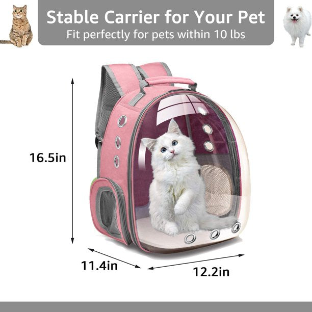 Cat Backpack Carrier Bubble Bag， Small Dog Backpack Carrier for Small Dogs， Space Capsule Pet Carrier Dog Hiking Backpack Airline Approved Travel Carrier - Pink
