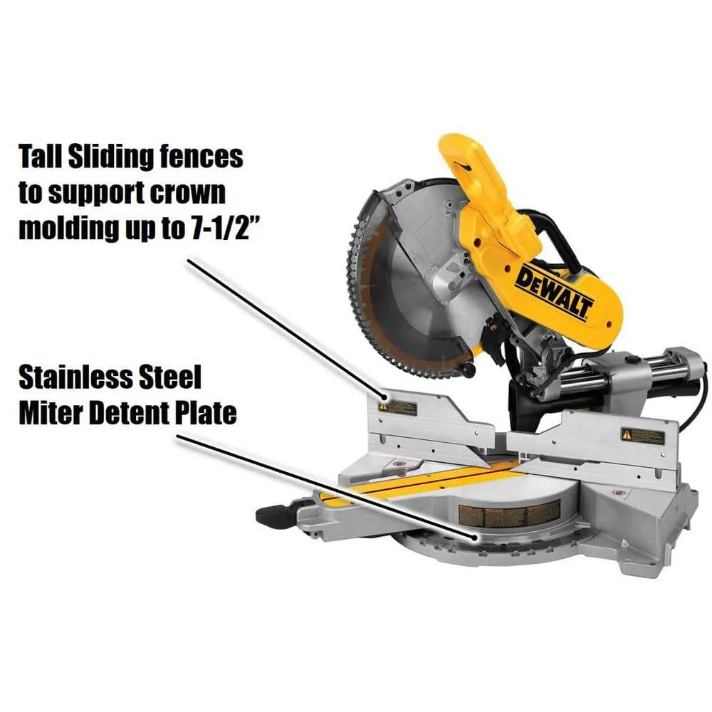 DEWALT 15 Amp Corded 12 in. Double Bevel Sliding Compound Miter Saw and 32-1/2 in. x 60 in. Rolling Miter Saw Stand DWS779WDWX726