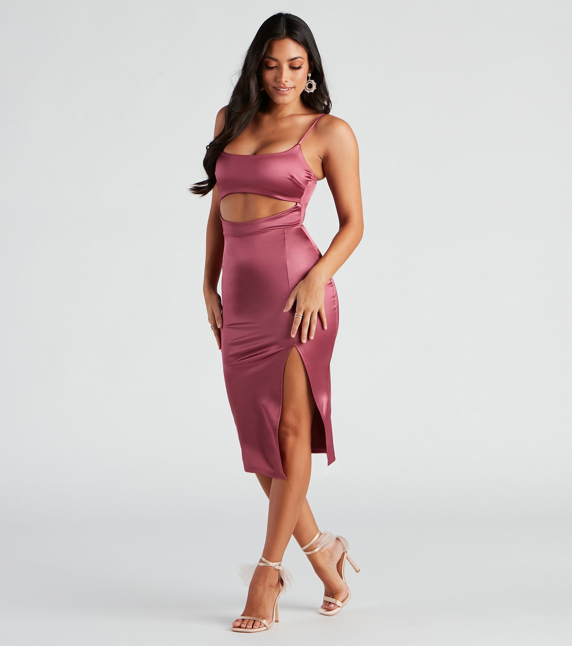 All Eyes On You Satin Midi Dress