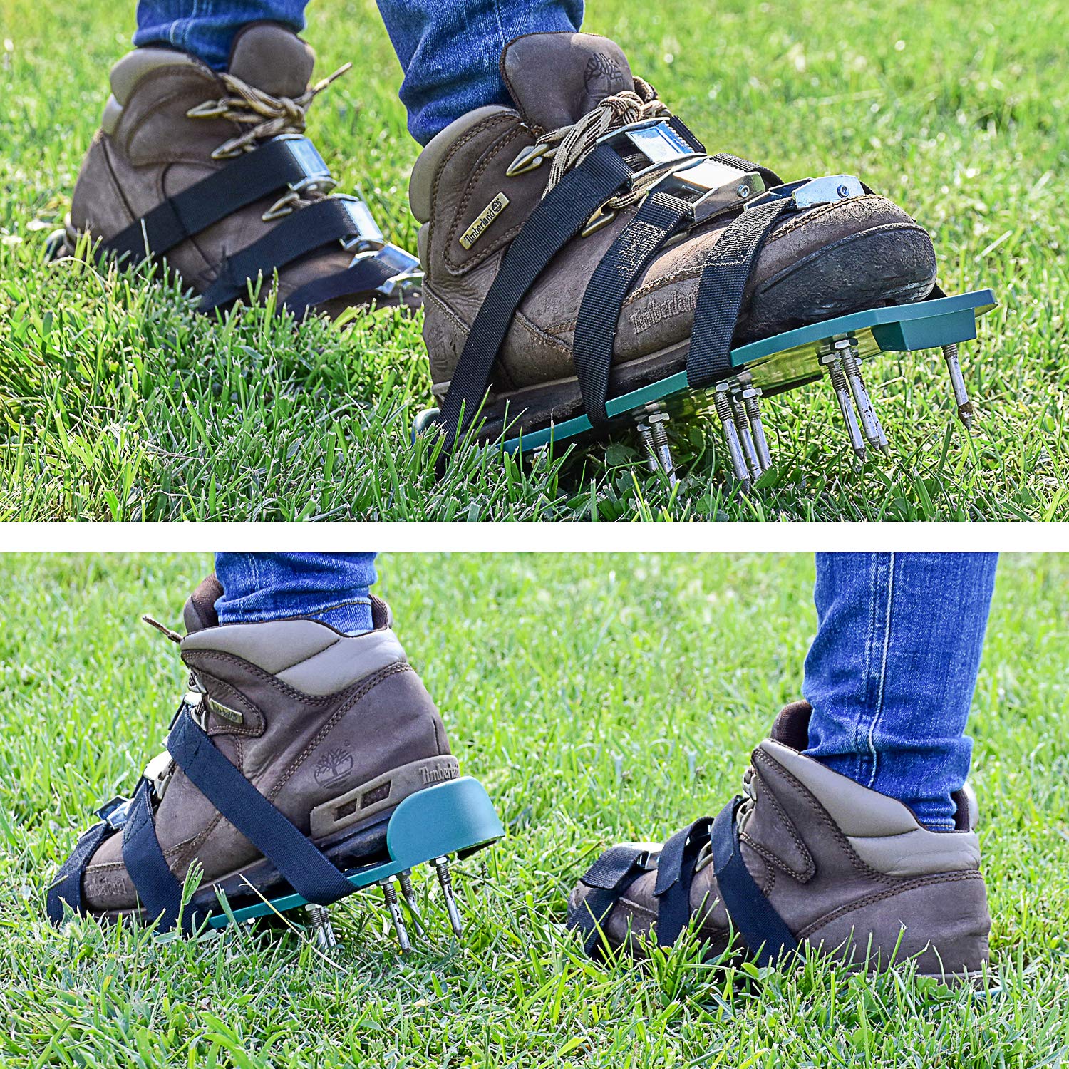 Abco Tech Lawn Aerator Spike Shoes for Aerating Lawn Soil | 3 Adjustable Straps and Heavy Duty Metal Buckles