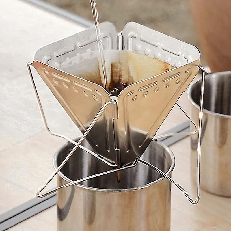 Foldable Coffee Drip Holder Stainless Steel Filter Cup Portable Funnel Coffee Grounds Filter Outdoor Camping Supplies