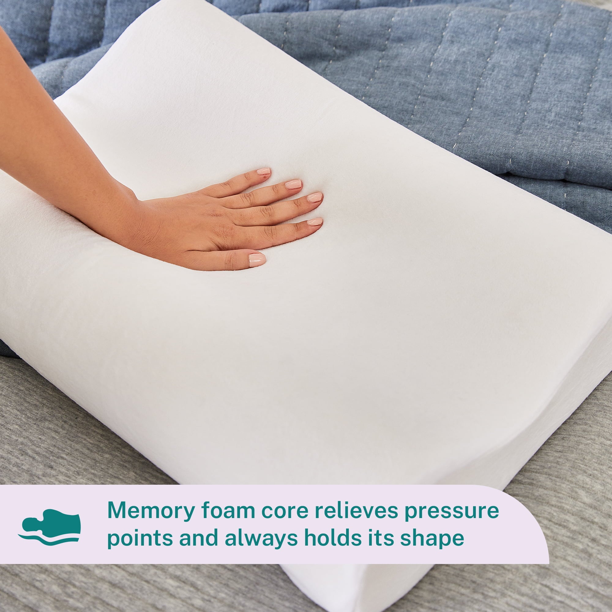 Sleep Innovations Contour Memory Foam Pillow, Standard Size, Cervical Support Pillow for Sleeping, 5-Year Warranty