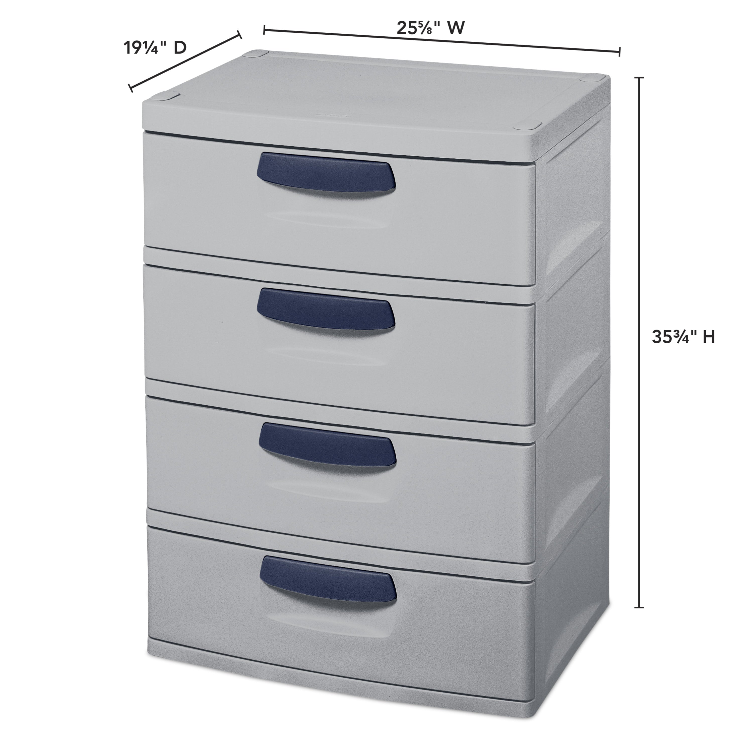 Sterilite 4 Drawer Unit Plastic, Cement