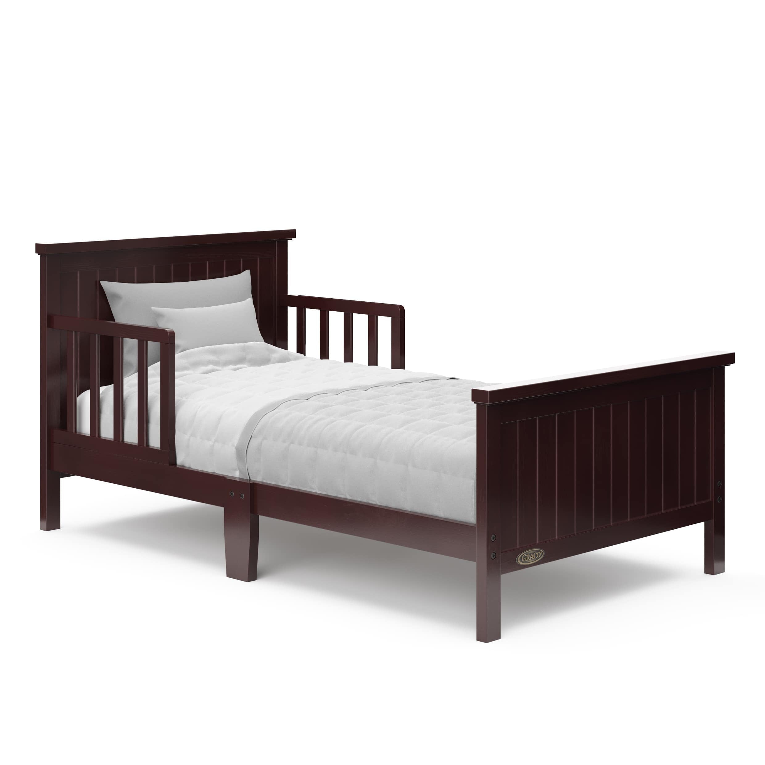 Graco Bailey Wood Single Toddler Kids Bed, Guardrails Included Espresso