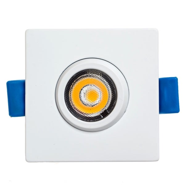 (3 Pack) 2 Inch Square Gimbal LED Recessed Light with Junction Box， 5W Soft White 3000k， 400 Lumens， IC Rated， Damp Location