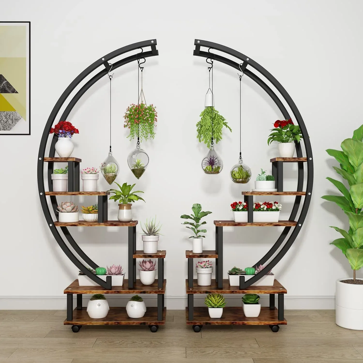 Metal Plant Stand Indoor with Wheels, Creative Heart Shape Plant Shelf Holder, 6 Tier Tall Plant Stand for Indoor Plants Multiple Plant Rack for Home Decor, Balcony, Patio, Garden.Extra Gardening Tools &Screwdriver Drill Bit as gifts