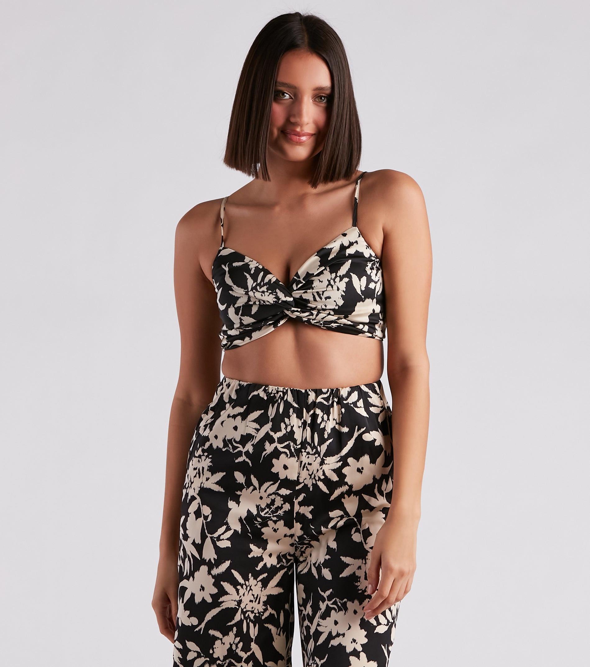 Major Muse Floral Satin Bra Top