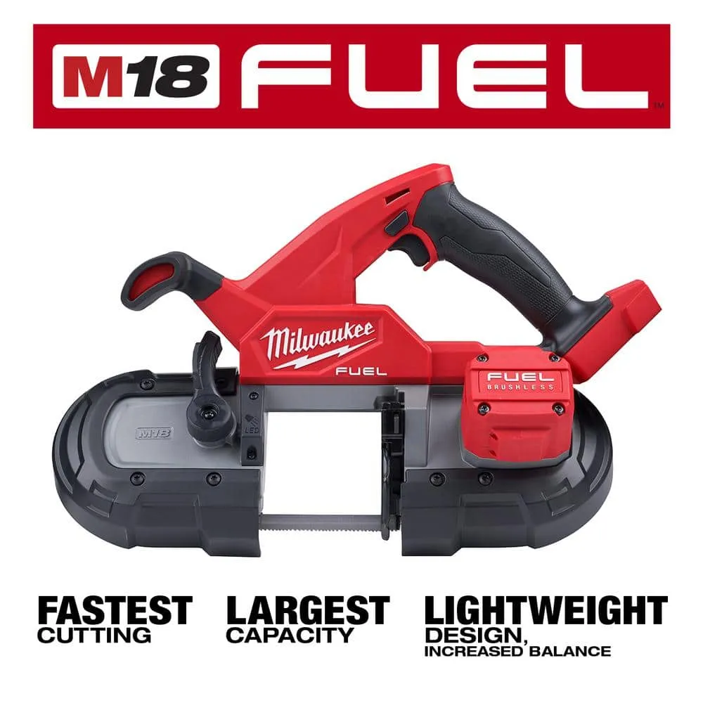 Milwaukee M18 FUEL 18V Lithium-Ion Brushless Cordless 1 in. SDS-Plus Rotary Hammer with Compact Bandsaw (2-Tool) 2912-20-2829-20