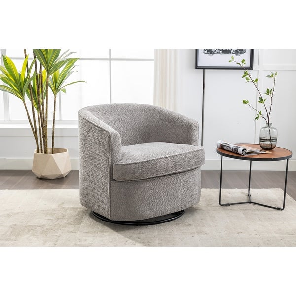 Leisure Armchair Swivel Barrel Chair Round Accent Sofa Lounge Armchair for Livingroom， Gray