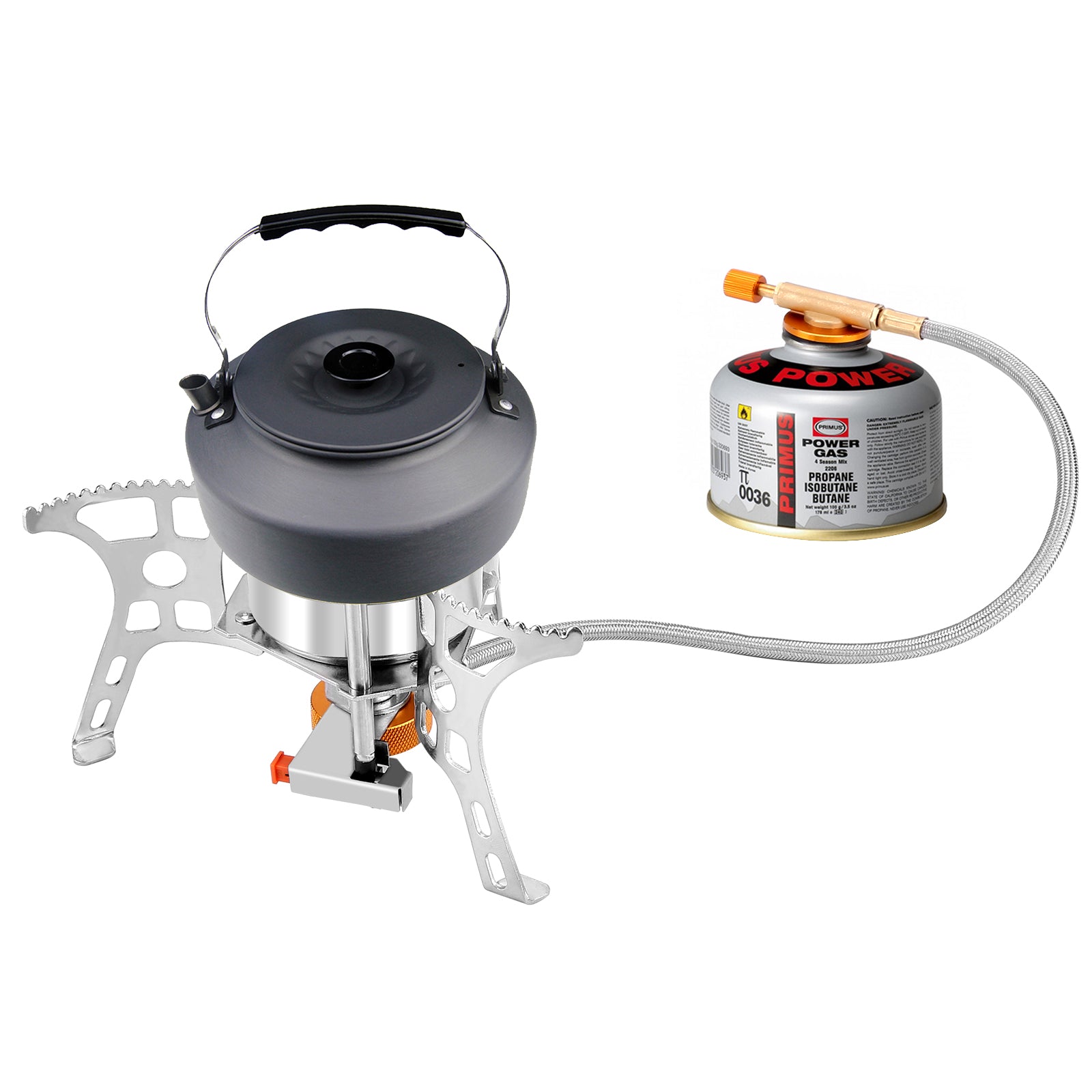 WADEO Portable Backpacking Stove, 3900W Windproof Camping Gas Stove with Piezo Ignition, 1LB Propane Tank Adapter, Butane Adapter for Outdoor Camping, Hiking and Picnic
