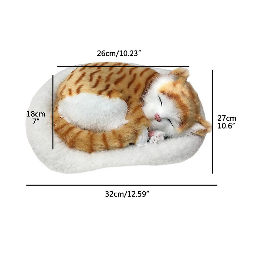 Realistic Sleeping Cat Toy Breathing Cat Stuffed Animal Doll with Mat Plush Toys for Children Home Ornament