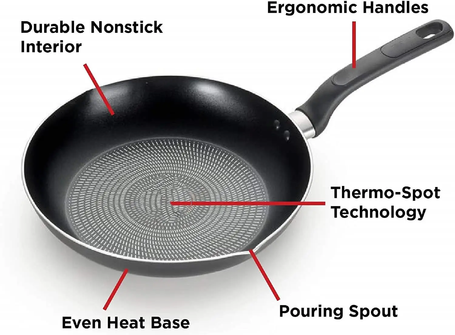 Initiatives Nonstick Cookware Set 18 Piece Pots and Pans, Dishwasher Safe Black