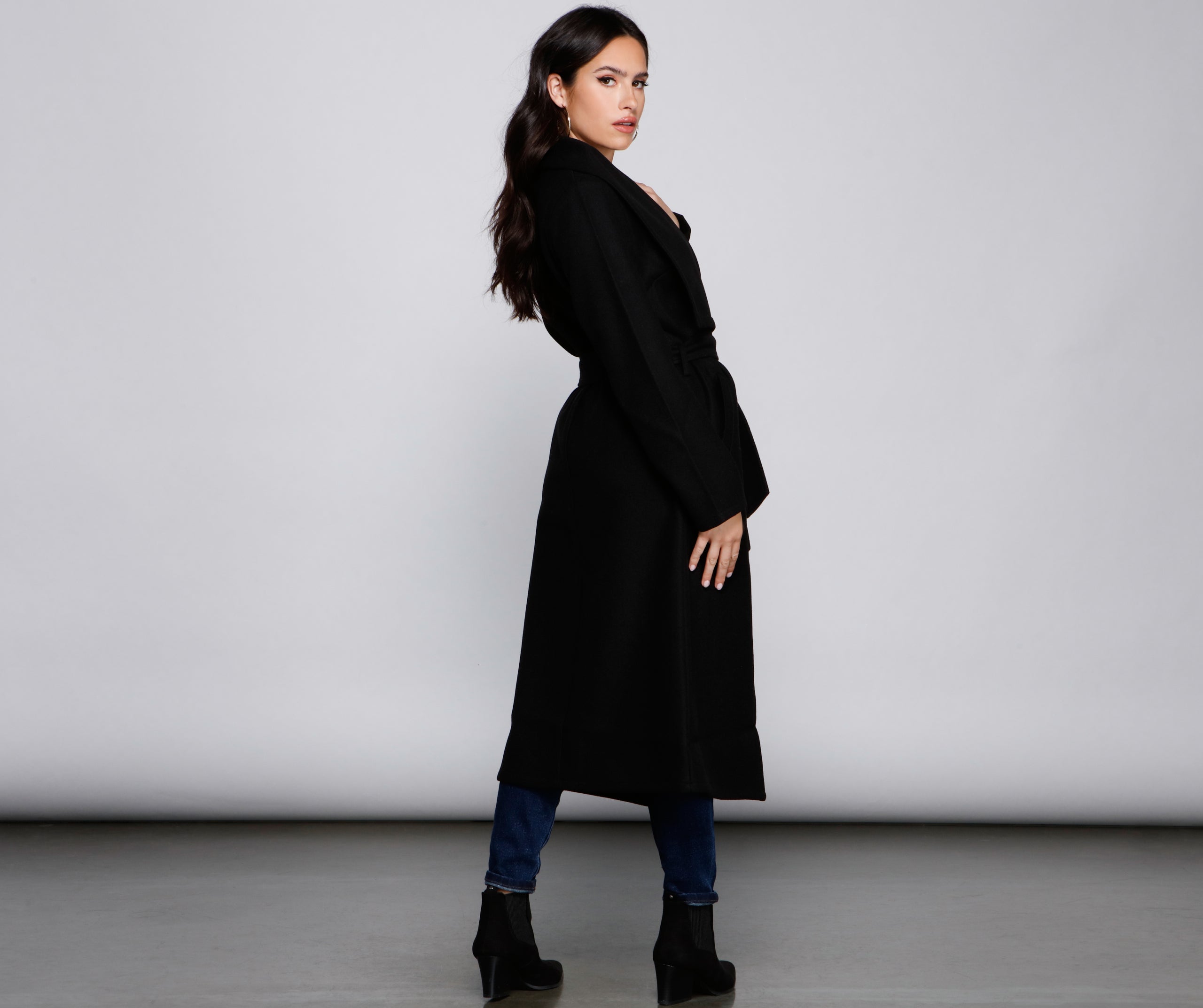 Timeless Sophistication Belted Faux Wool Coat
