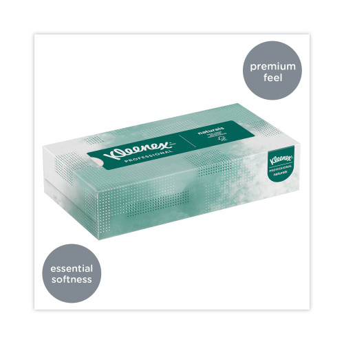 Kleenex Naturals Facial Tissue for Business， Flat Box， 2-Ply， White， 125 Sheets/Box， 48 Boxes/Carton (21601)