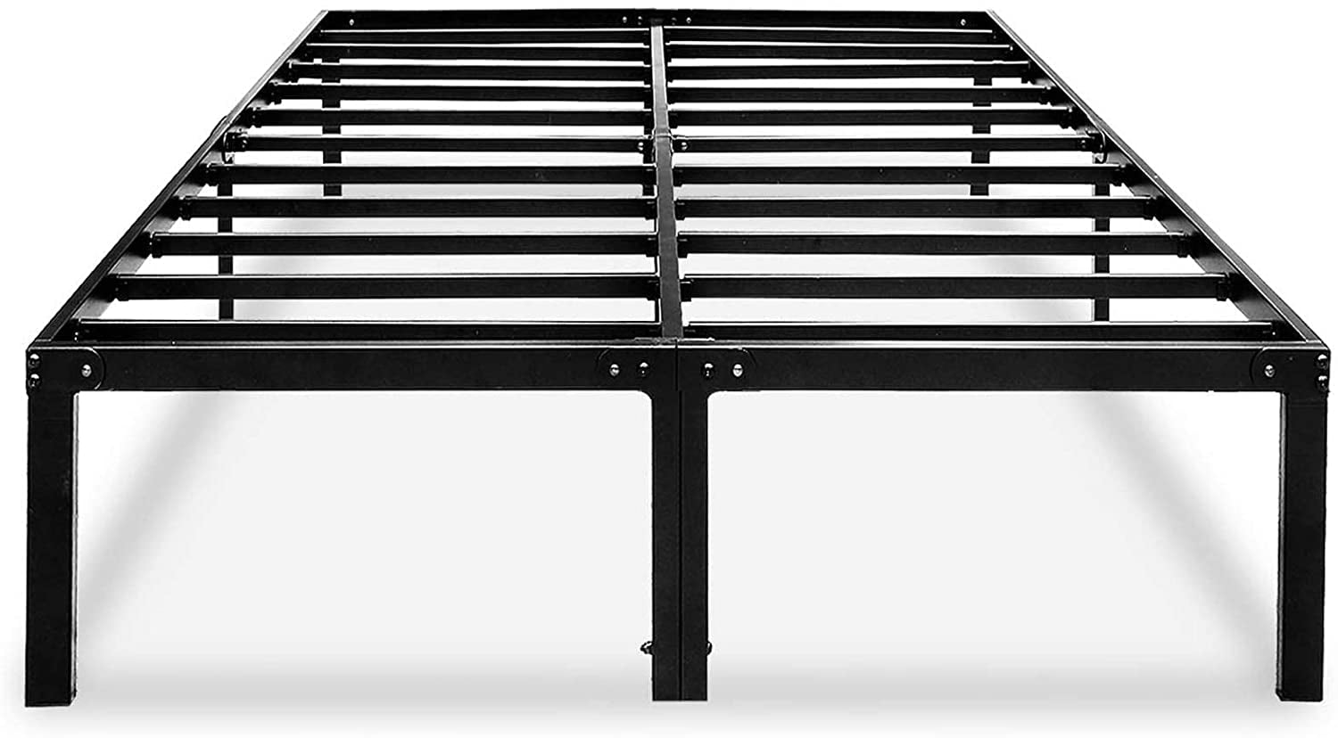 FOYUEE Platform Bed Frame Queen Size 14 inch Heavy Duty No Box Spring Needed Steel Slat Frames with Storage Black Metal