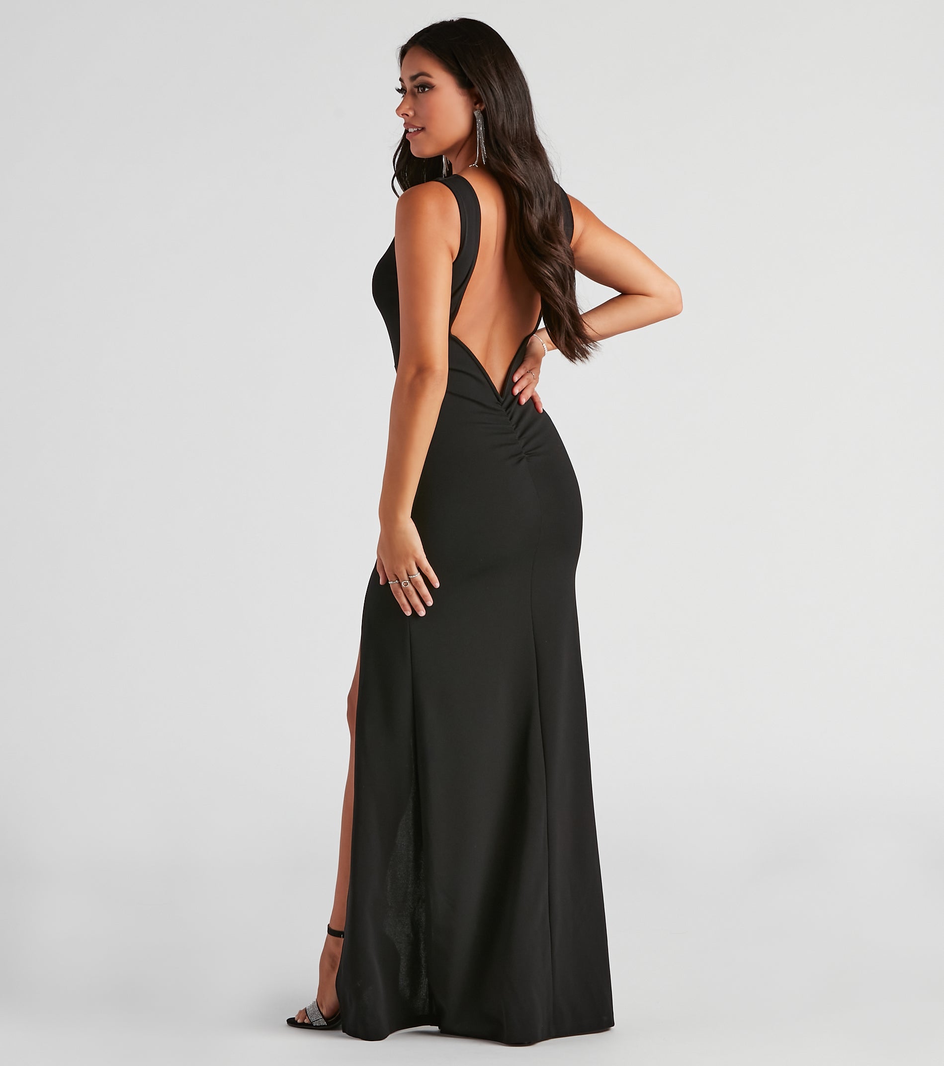 Addie Formal Open Back Crepe Dress