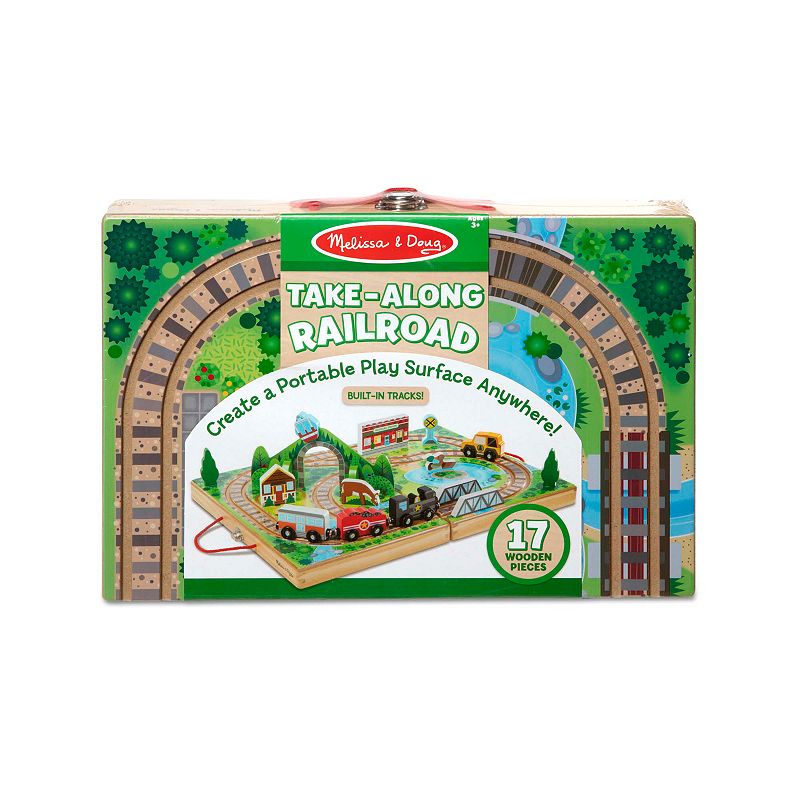 Melissa and Doug 17-Piece Wooden Take-Along Tabletop - Railroad