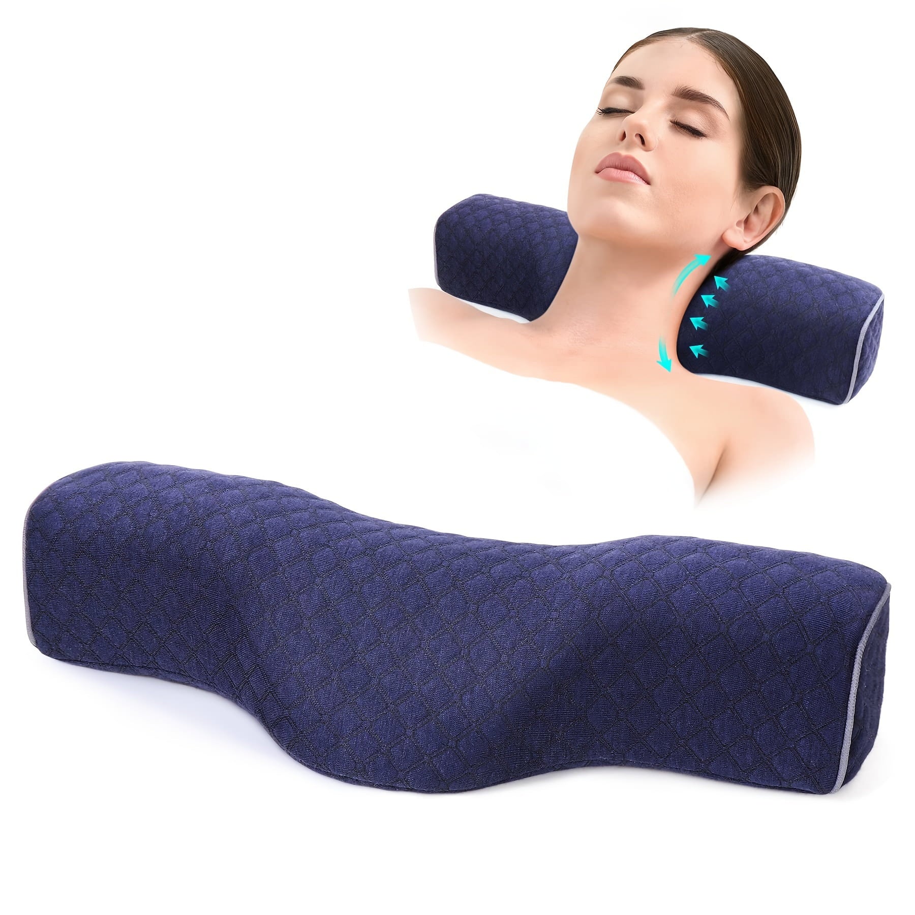 1pc Cervical Neck Pillow For Sleeping, Memory Foam Pillow Neck Bolster Pillow For Stiff Neck Pain Relief, Neck Support Pillow Cervical Pillows For Pain Relief Sleeping Bed Pillow
