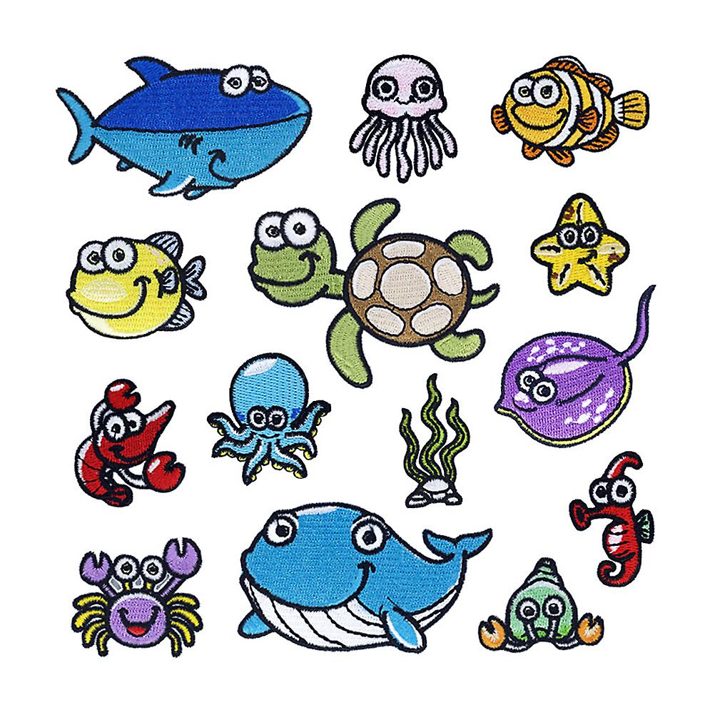 Sea Animals Patches Sewing Kit Embroidered Clothes Patches For Clothing Backpacks