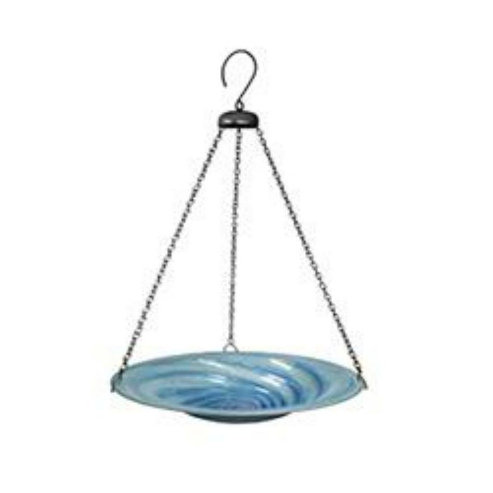 Evergreen Blue Swirl Glass Hanging Birdbath ZKR2BF7193EC