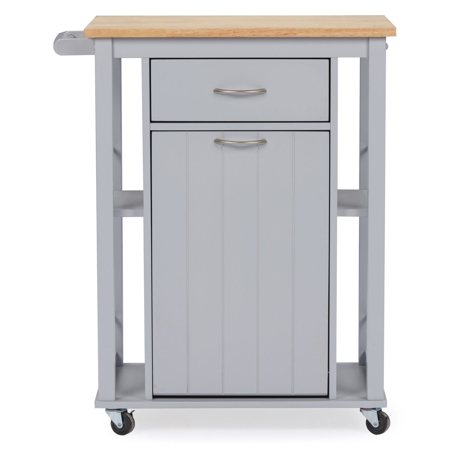 Baxton Studio RT311-OCC Yonkers Contemporary Light Grey Kitchen Cart with Wood Top - 34.38 x 25.5 x 16.88 in.