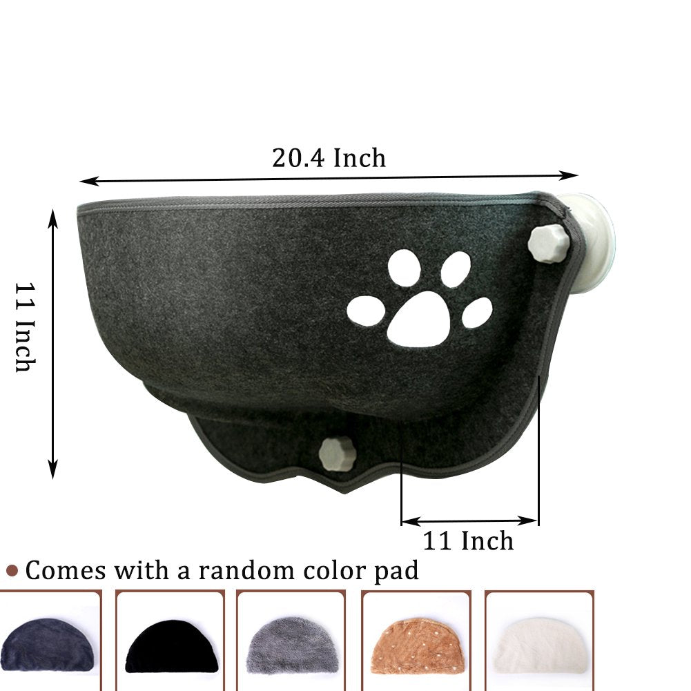 Feelers Cat Window Perch， Cat Hammock Window Seat with Durable Suction Cups Cat Bed， Felt Dark Gray， Holds Up to 33 lbs