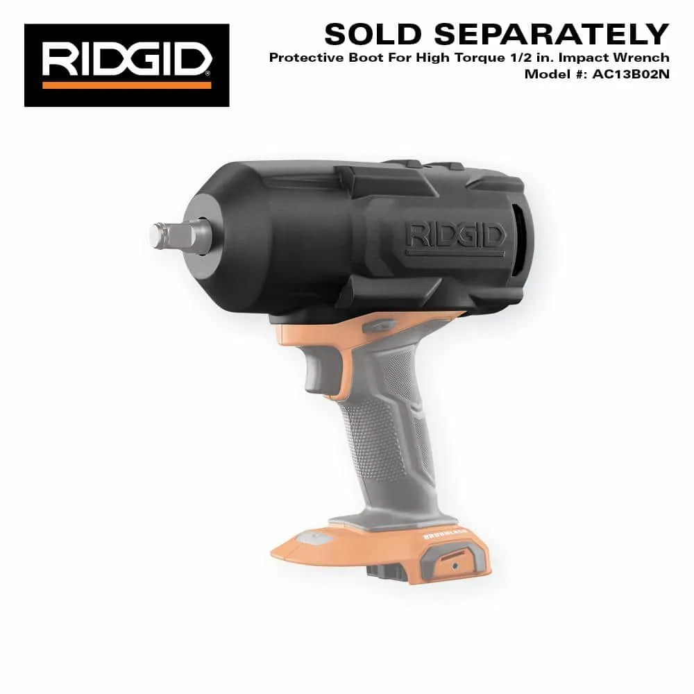 RIDGID 18V Brushless Cordless 4-Mode 1/2 in. High-Torque Impact Wrench with (2) 4.0 Ah Batteries, Charger, and Bag R86212B-AC93044SBN