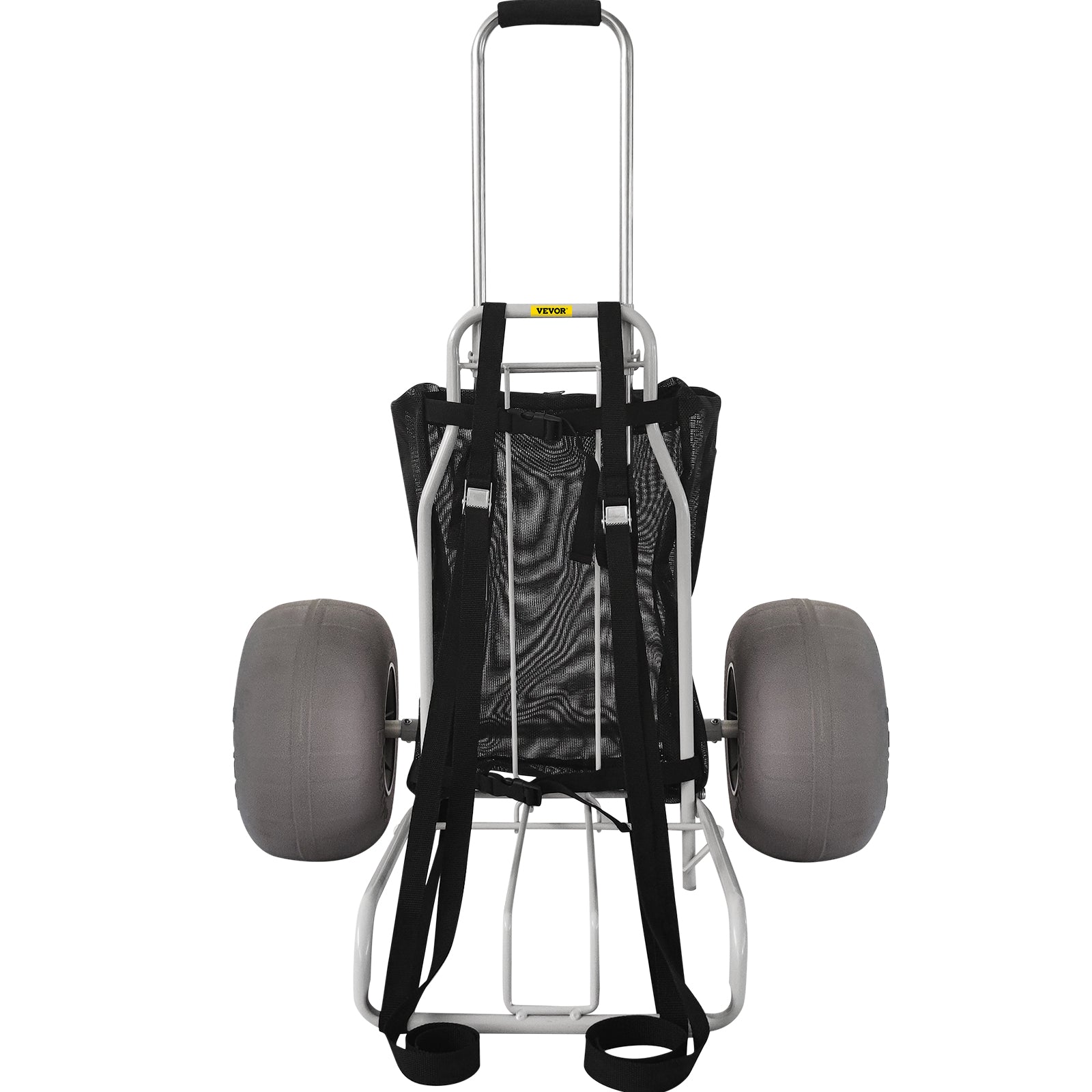 VEVOR Beach Carts&nbsp;for the Sand, w/ 12" TPU Balloon Wheels, 165Lbs Loading Capacity Folding Sand Cart & 29.5'' to 49.2'' Adjustable Height, Heavy Duty Cart for Picnic, Fishing, Beach