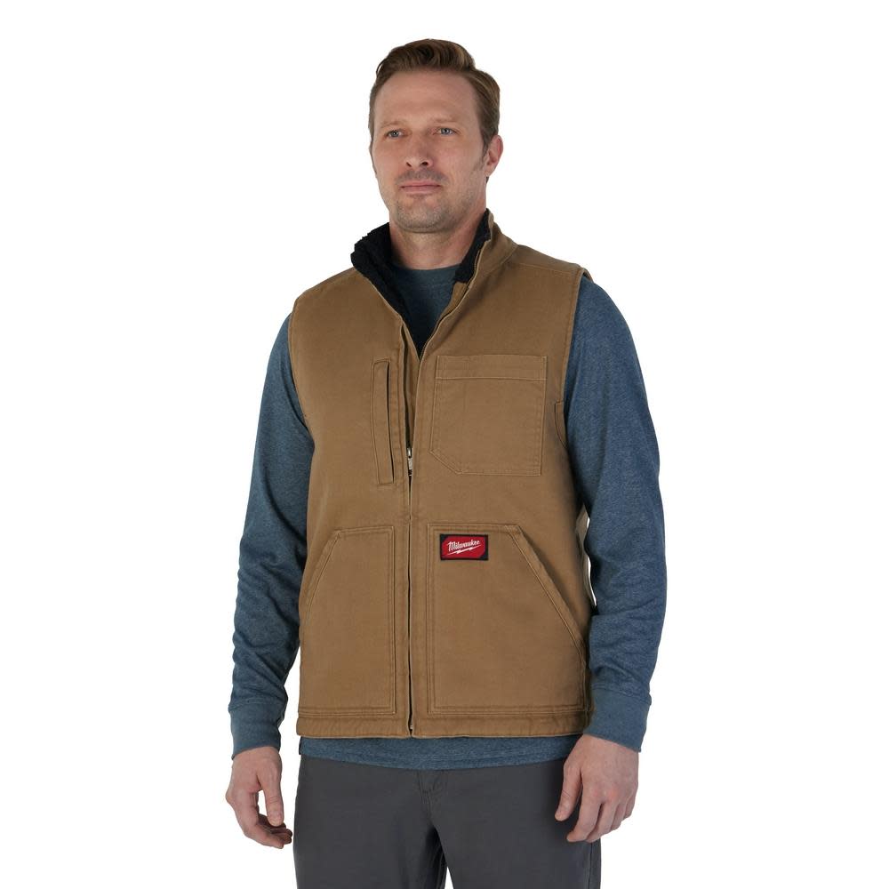 Milwaukee Heavy Duty Sherpa Lined Vest Brown XL