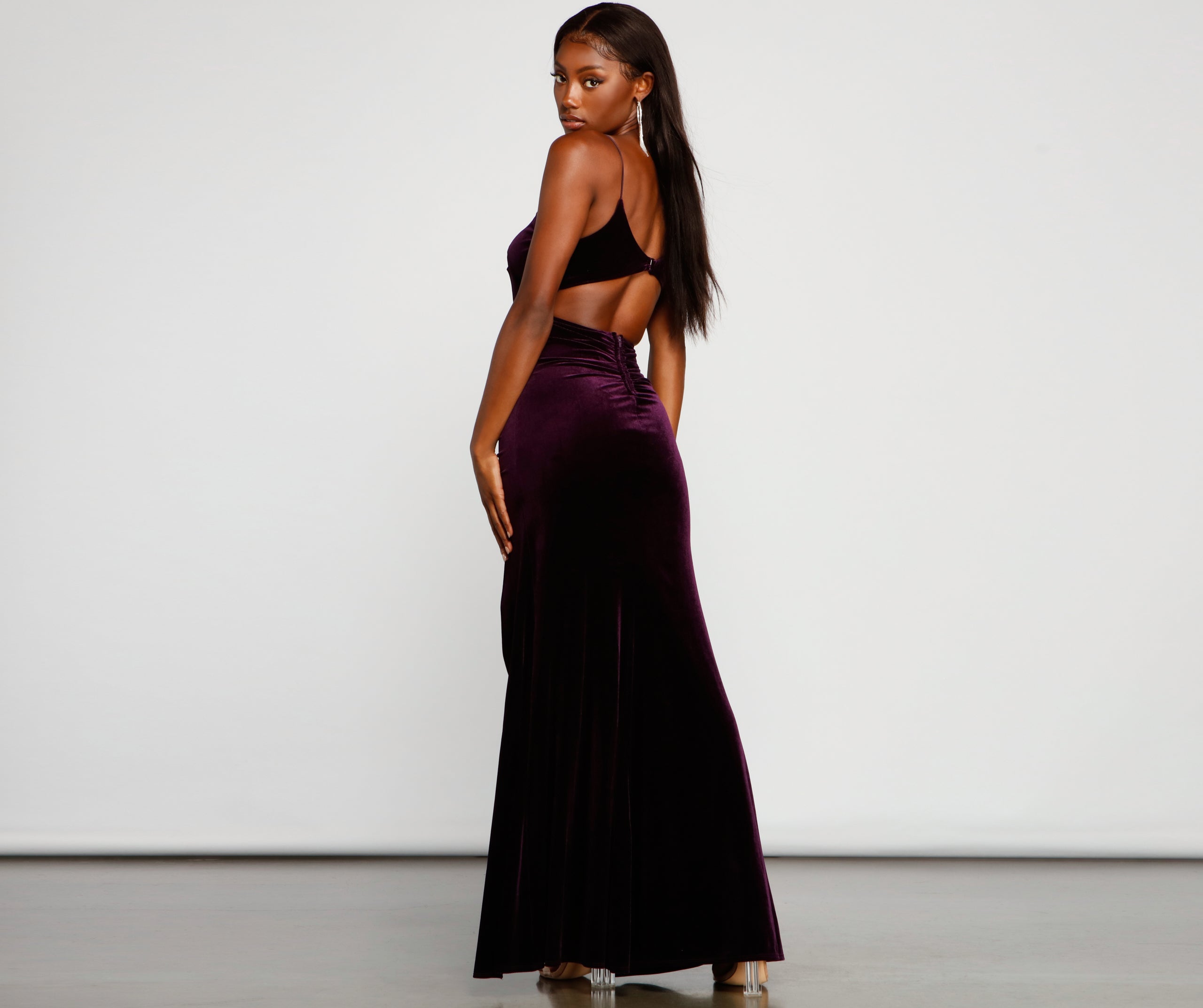 Cassia Formal Open-Back Velvet Dress