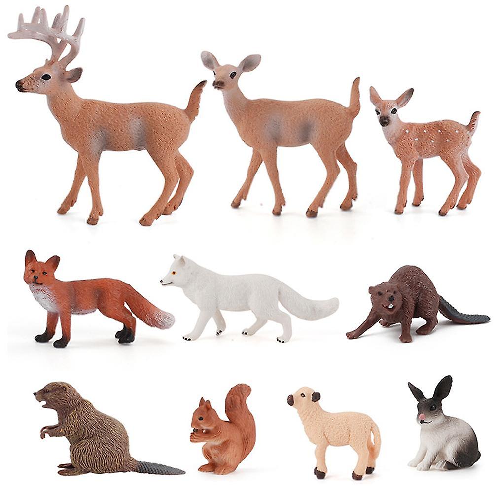 10PCS Forest Animal Figures Simulation Miniature Wild Animal Figures Set Waterproof Forest Animal Learning Toys for Children