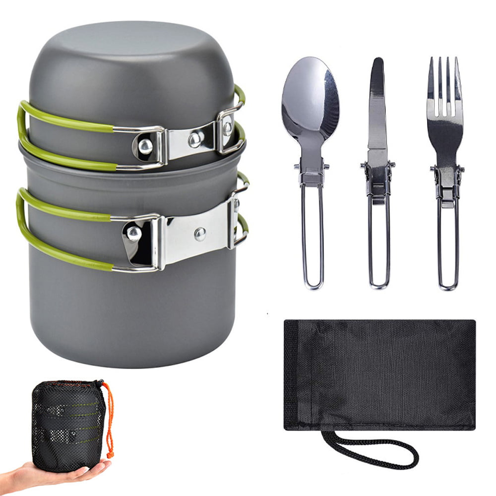 Lixada Ultralight Camping Cookware Utensils outdoor tableware set Hiking Picnic Backpacking Camping Tableware Pot Pan 1-
