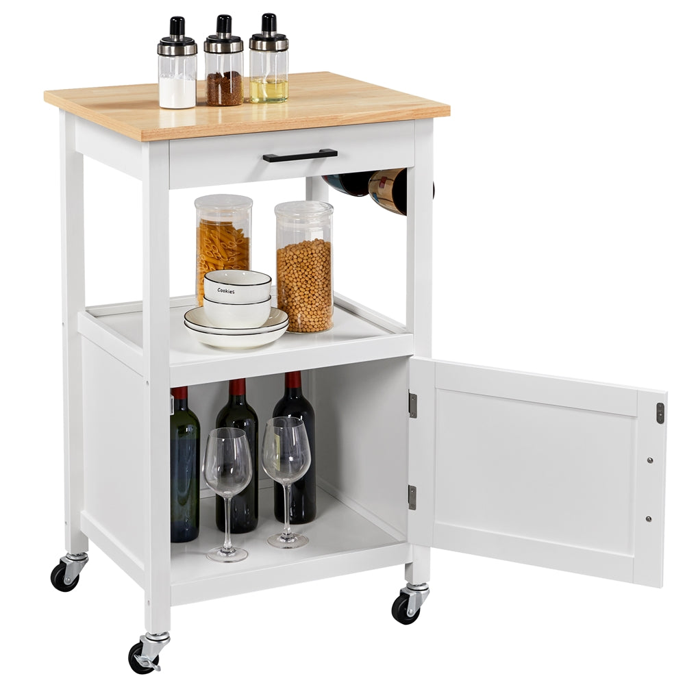 Topeakmart Rolling Kitchen Cart Storage Kitchen Island with Wheels for Dining Rooms Kitchens Living Rooms White