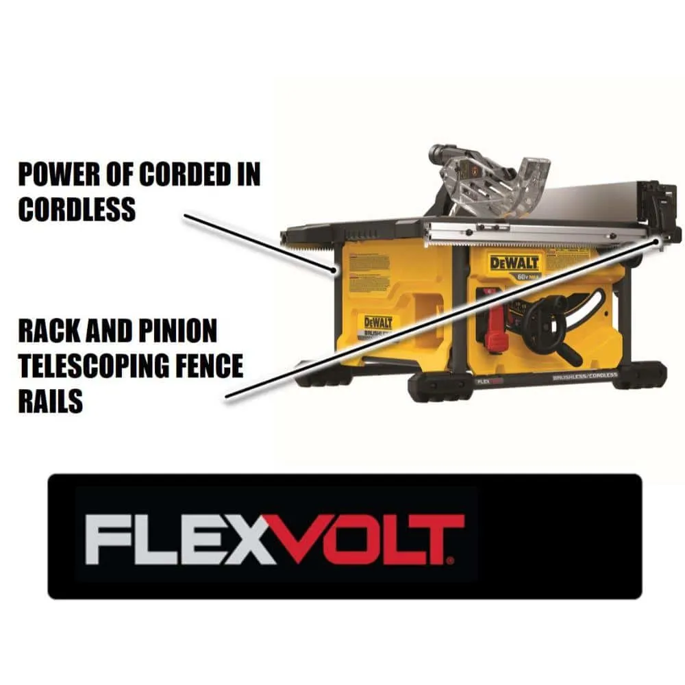 DEWALT FLEXVOLT 60V MAX Cordless Brushless 8-1/4 in. Table Saw Kit (Tool Only) DCS7485B