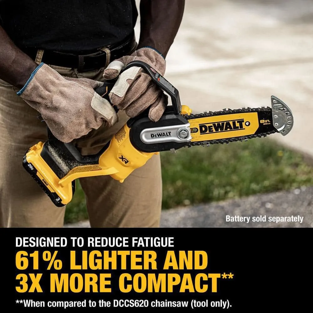 DEWALT 8 in. 20-Volt Pruning Electric Battery Chainsaw (Tool Only) DCCS623B