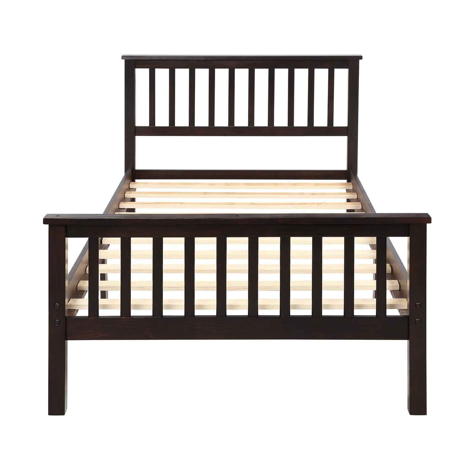 uhomepro Twin Bed Frame No Box Spring Needed, Wood Platform Bed Frame with Headboard and Footboard, Strong Wooden Slats, Twin Bed Frames for Kids, Adults, Modern Bedroom Furniture, Espresso